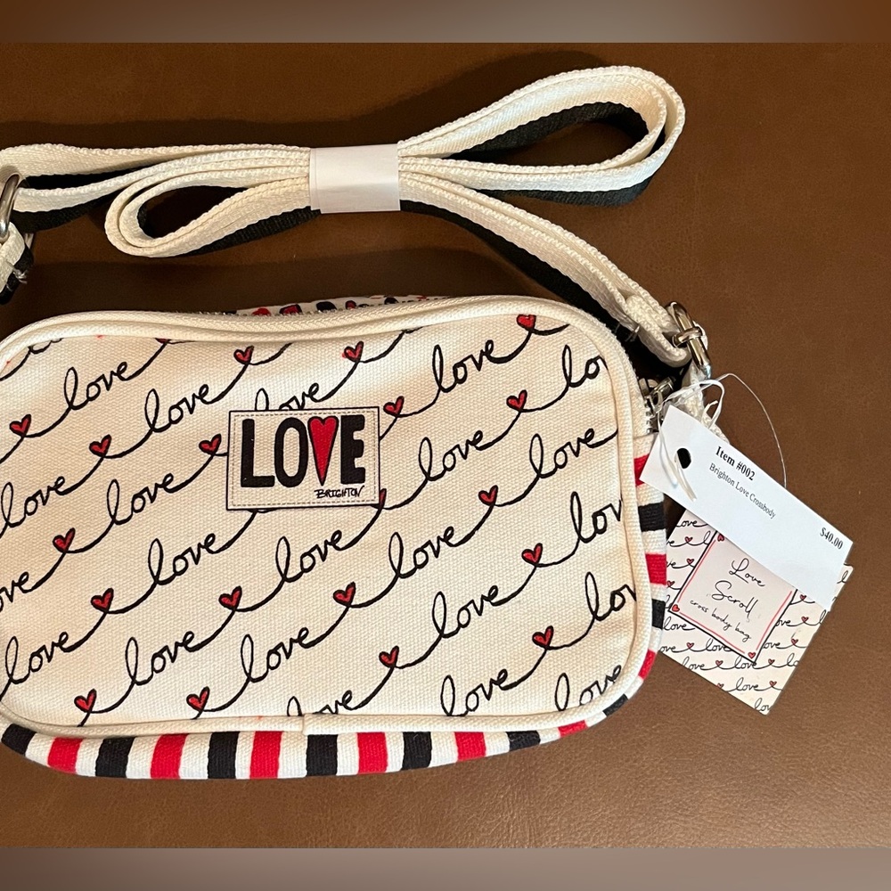 Brighton Love Script Crossbody Bag - Cream, Black, Red